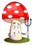 Angry mushroom with spear, illustration, vector