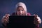 Angry Muslim Businesswoman Working on Laptop at the Office