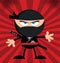 Angry Ninja Warrior Cartoon Character Flat Design