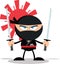 Angry Ninja Warrior Cartoon Mascot Character