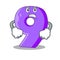 Angry number Nine balloon font shaped charcter