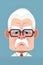 Angry old man with glasses. Vector illustration in cartoon style.
