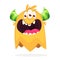 Angry orange cartoon monster with horns. Big collection of cute monsters. Halloween character. Vector illustrations