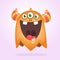 Angry orange cartoon monster with horns. Big collection of cute monsters. Halloween character. Vector illustrations