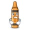 Angry orange crayon in the cartoon shape