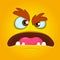 Angry Orange Monster Face. Vector illustration. Halloween cartoon monster.