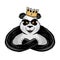 Angry panda bear king with crown cartoon illustration