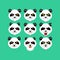 Angry panda face set. Evil bear. Panda gangster gang set. vector illustration