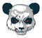 Angry Panda`s head with scar and red eyes