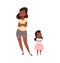 Angry people. Mother and daughter in quarrel. Afroamerican sad adult female and baby girl. Isolated family vector