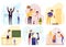 Angry people yelling, conflict at work, in family and at school, vector illustration