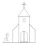 Angry Person Leaving the Church, Christianity and Faith Concept, Vector Cartoon Stick Figure Illustration