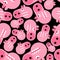 Angry pig pattern seamless. Disgruntled piggy background. wicked swine vector texture