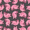 Angry pig pattern seamless. Disgruntled piggy background. wicked swine vector texture