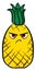 Angry pineapple, vector or color illustration