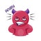 Angry pink monster with purple horns vector illustration on a