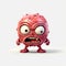 Angry Pink Zombie Cartoon Character: 3d Resin Sculpture And 2d Game Art