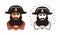 Angry pirate. Portrait of bearded filibuster in hat. Cartoon vector illustration