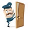 Angry police officer kicking in the door
