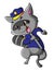 The angry police raccoon is shouting the people