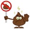 Angry Poop Cartoon Mascot Character Gesturing And Holding A Poo In A Prohibition Sign