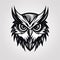 Angry predatory owl, logo, monochrome drawing, bird Icon, owl symbol, angry bird portrait, predator pictogram,