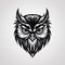 Angry predatory owl, logo, monochrome drawing, bird Icon, owl symbol, angry bird portrait, predator pictogram,