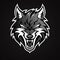 Angry predatory wolf, logo, monochrome drawing, dog Icon, wolf symbol, angry wolf portrait, predator pictogram,