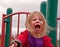 Angry Preschool Girl on Playground