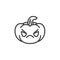 Angry pumpkin face emoji line icon