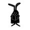 Angry rabbit writes in a notebook. Black hare - sketch. Symbol of 2023 new year