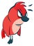 Angry red bird. Comic mascot. Kid character