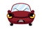 Angry red car cartoon character