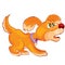 Angry red dog barks at someone, cartoon illustration, isolated object on a white background, vector illustration