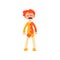 Angry red haired clown cartoon character, man in Halloween costume vector Illustration on a white background