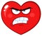 Angry Red Heart Cartoon Emoji Face Character With Grumpy Expression.