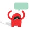 Angry Red Monster with Speech Bubble