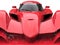 Angry red super race car - front view extreme closeup shot