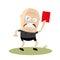 Angry referee showing red card