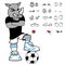 Angry Rhino soccer cartoon expressions set collection