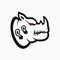 angry rhinoceros head logo concept. creative, animal, flat, line art and modern style