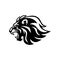 Angry Roaring Lion Head Black And White Vector Logo Design, Illustration