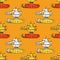 Angry robot tank seamless pattern