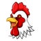 Angry rooster head mascot