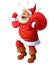 Angry Santa yelling and waving his fist. Cartoon vector illustration.