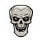 Angry skull. Monster, dead, zombie, halloween, devil symbol. Cartoon vector illustration