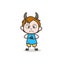 Angry Small Boy with Horns - Cute Cartoon Kid Vector