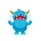 Angry Smile. Emotions Monster. Weeping Emotions Beast. Cry Blue Monster Cartoon Mascot Character.
