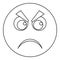 Angry smile icon thin line