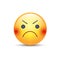 Angry smiley emoji face. Annoyed cute cartoon vector emoticon.